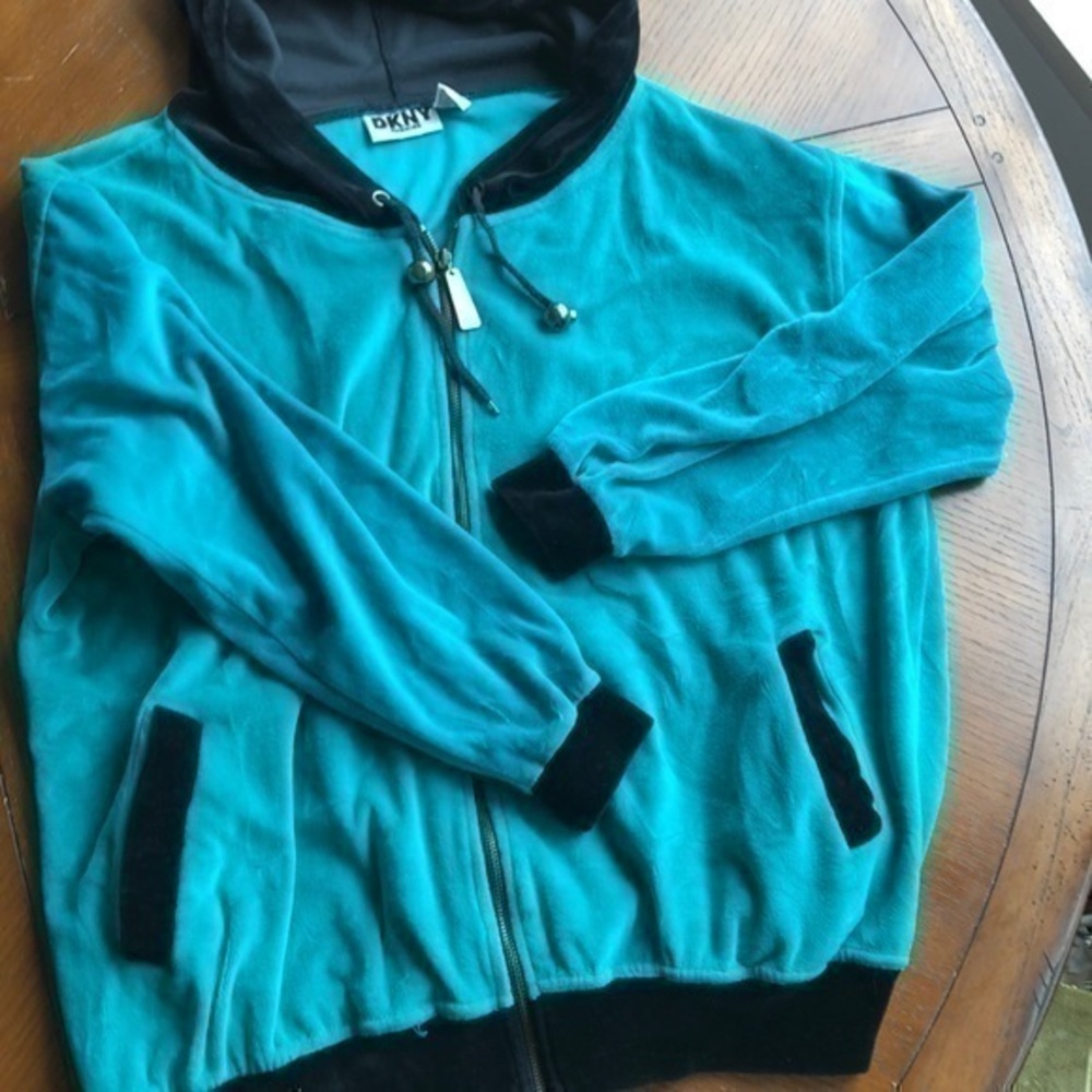 DKNY jacket Large zip up jacket Turquoise